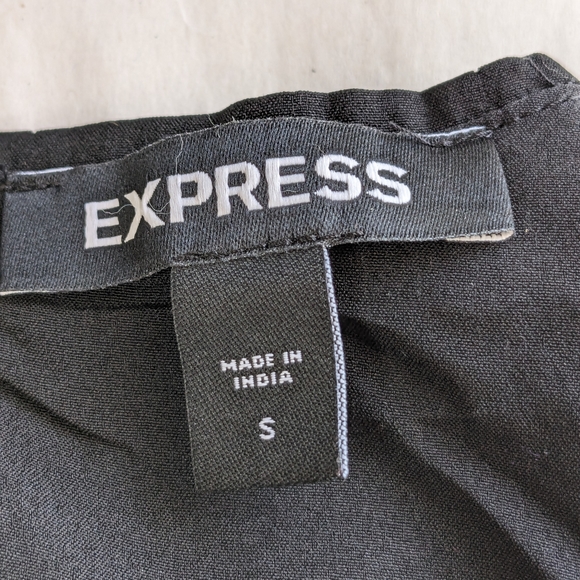 Express Women's Blouse Houndstooth Sequins Ruched cropped size small V-1 - Picture 7 of 11